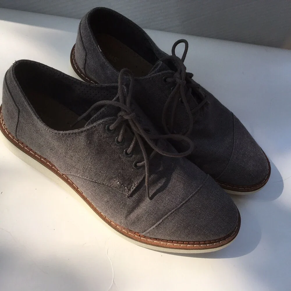 Toms Canvas Lace Up Loafer Dress Shoes Size 9 Mens